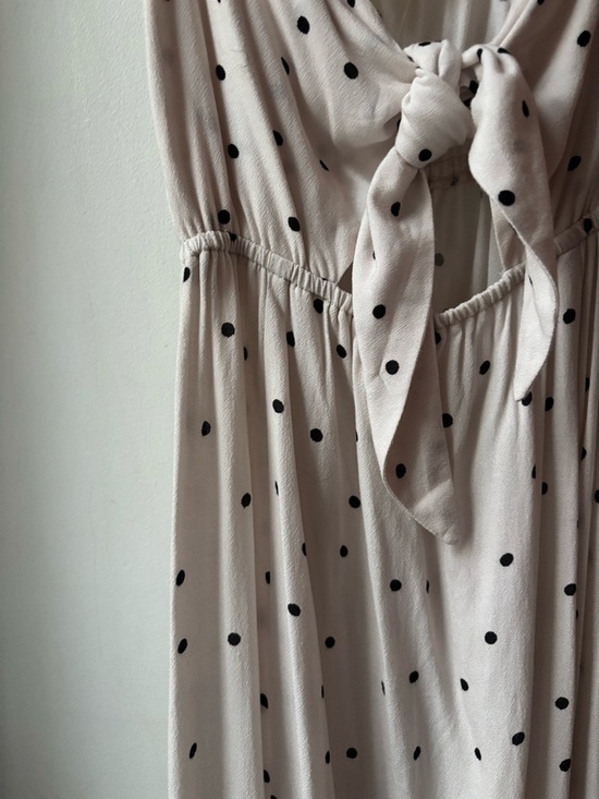 saltwater LUXE Dresses & Skirts - saltwater LUXE Cream and Black Polka Dot Tie-Front Dress